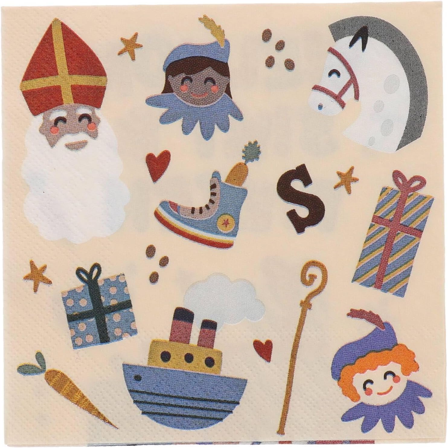 Folat Tovaglioli 'Welkom Pieten' -Sint en Pieten-12,5 x 12,5 cm-20 pezzi-San Nicola Decorazione bambini, Multicolore, 65710