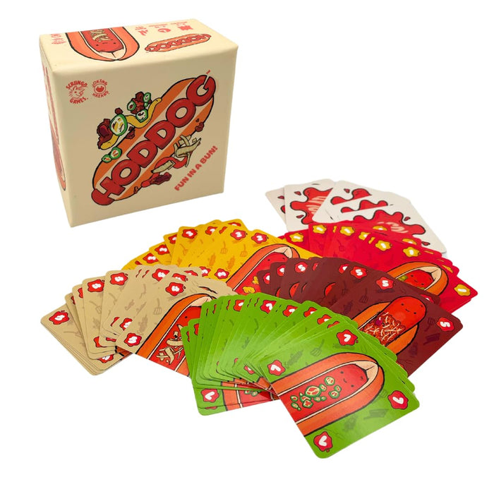 Joking Hazard Hoddog Kartenspiel - 82 Karten für Kinder & Erwachsene, Rennen um den längsten Hoddog mit Spaß & Strategie, inklusive Ketchup Splat Karten & Regelbuch