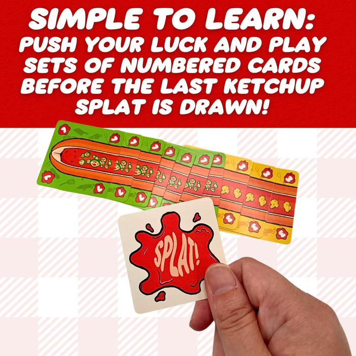 Joking Hazard Hoddog Kartenspiel - 82 Karten für Kinder & Erwachsene, Rennen um den längsten Hoddog mit Spaß & Strategie, inklusive Ketchup Splat Karten & Regelbuch