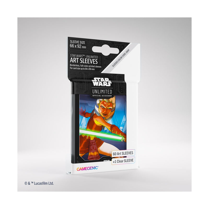 Gamegenic Wars Art Sleeves Ahsoka Tano | Pack de 60 Ilustradas con Diseño Oficial y 1 Funda Transparente | Optimizado para Star Was Unlimited y Otros LCGs y TCGs, Multicolor (Asmodee GGS15059ML