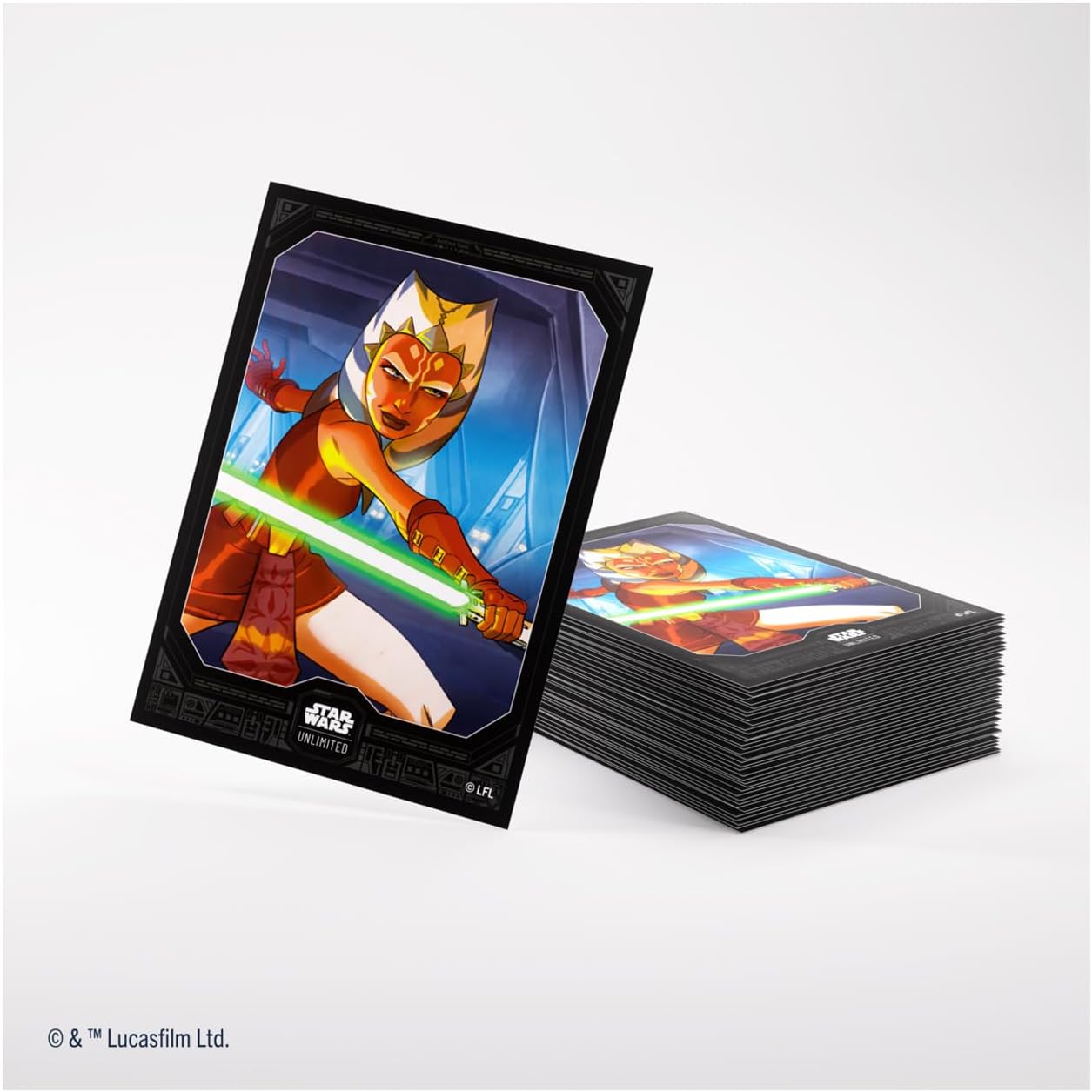 Gamegenic Wars Art Sleeves Ahsoka Tano | Pack de 60 Ilustradas con Diseño Oficial y 1 Funda Transparente | Optimizado para Star Was Unlimited y Otros LCGs y TCGs, Multicolor (Asmodee GGS15059ML