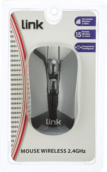 LINK, MOUSE WIRELESS 3 TASTI NERO RICEVITORE USB 1000 DPI