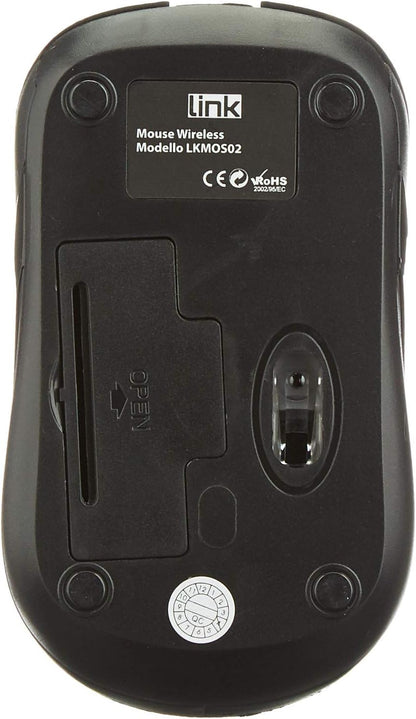 LINK, MOUSE WIRELESS 3 TASTI NERO RICEVITORE USB 1000 DPI