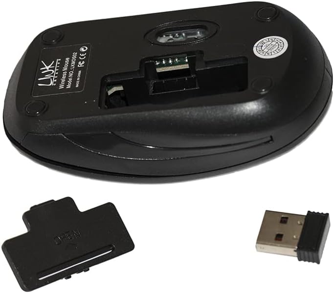 LINK, MOUSE WIRELESS 3 TASTI NERO RICEVITORE USB 1000 DPI