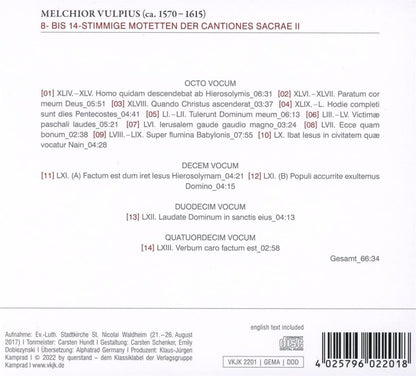 Melchior Vulpius: 8- Bis 14-stimmige Motetten Der Cantiones Sacrae II - Volume 4