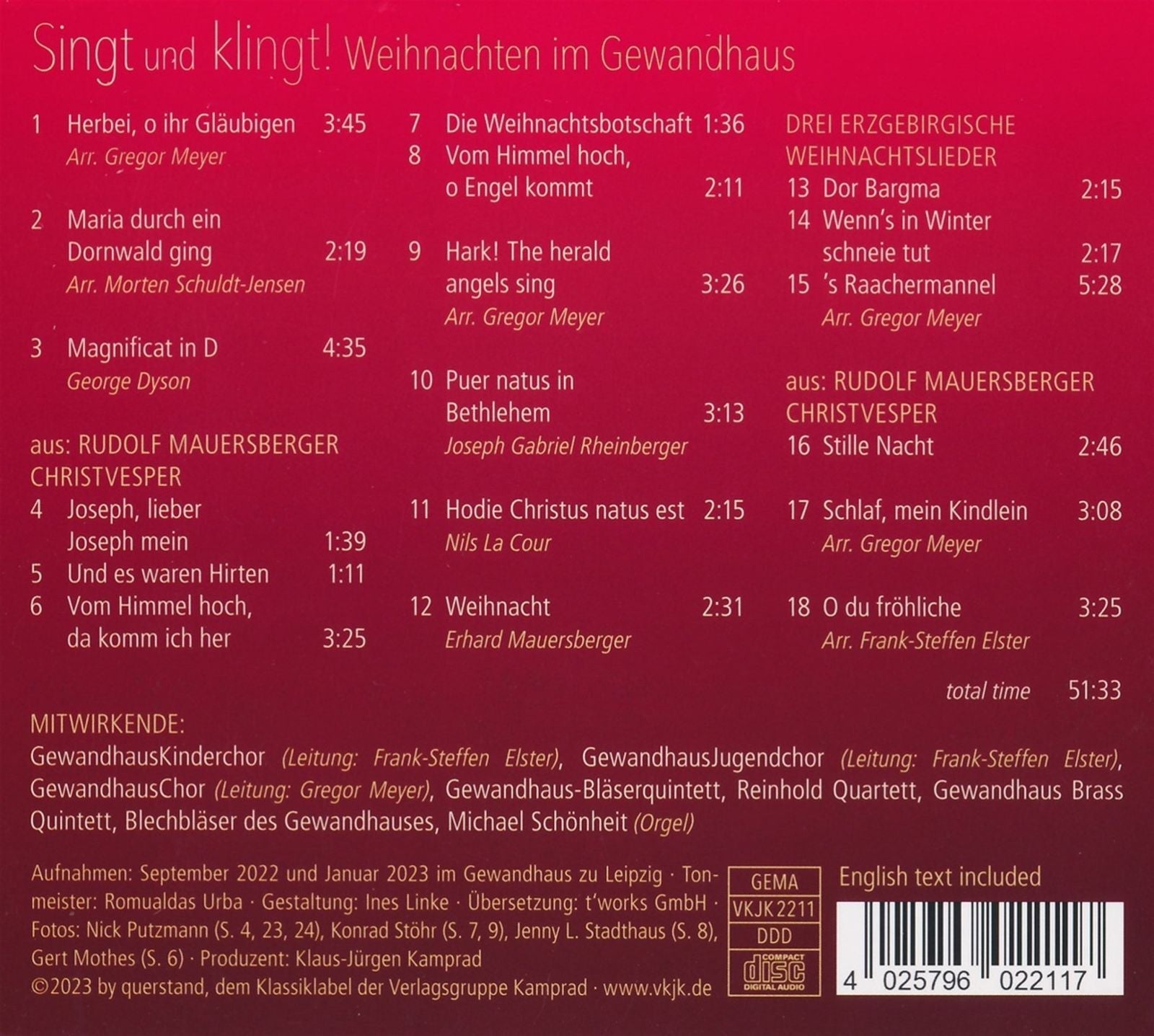 Singt Und Klingt!: Weihnachten Im Gewandhaus