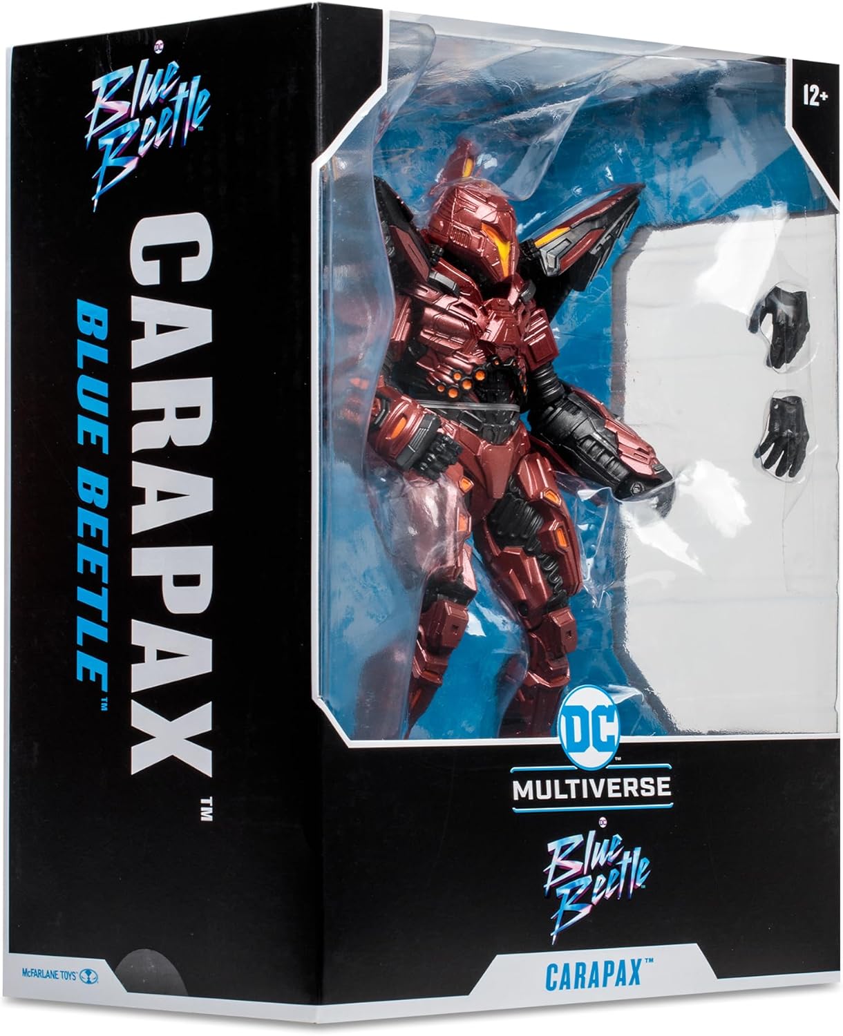 McFarlane Toys DC Blue Beetle Movie Megafig - Carapax Action Figure - Large-Scale Figure with Ultra Articulation - Bionically Enhanced Lieutenant from the Blue Beetle Movie - Collectible Art Card