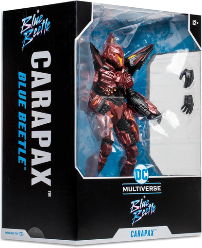 McFarlane Toys DC Blue Beetle Movie Megafig - Carapax Action Figure - Large-Scale Figure with Ultra Articulation - Bionically Enhanced Lieutenant from the Blue Beetle Movie - Collectible Art Card