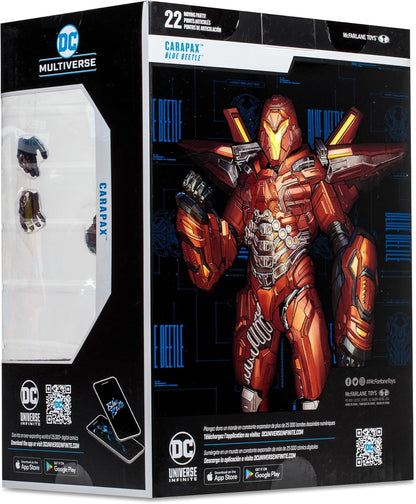 McFarlane Toys DC Blue Beetle Movie Megafig - Carapax Action Figure - Large-Scale Figure with Ultra Articulation - Bionically Enhanced Lieutenant from the Blue Beetle Movie - Collectible Art Card