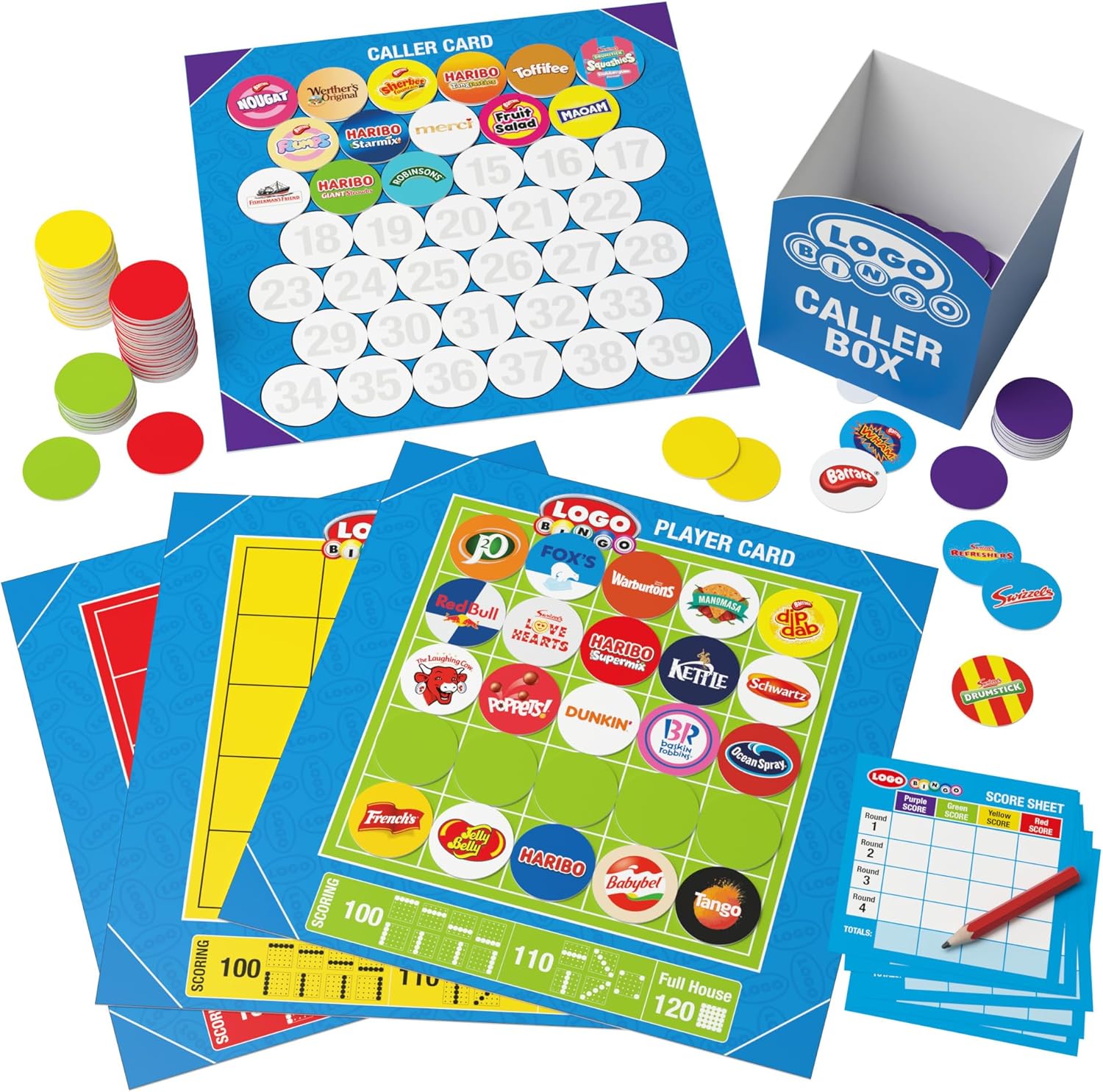 Drumond Park Logo Bingo Game - The Classic Logo Game of Brands You Know and Love in Bingo Format - 2-4 Player Family Games for Kids and Adults, Suitable for Ages 12 Years Old Plus