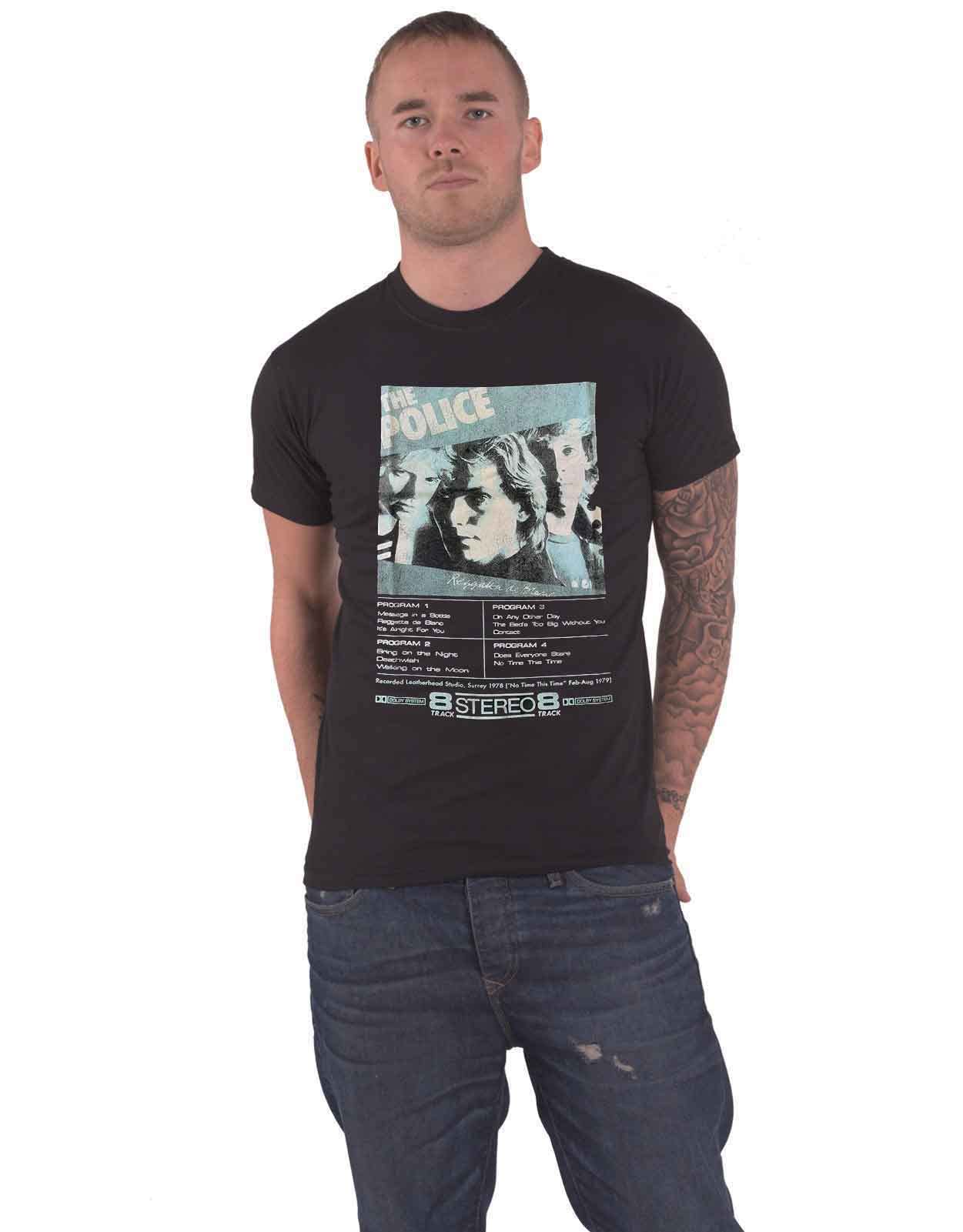 The Police T Shirt Reggatta de Blanc 8 Track Band Logo Official Mens Black XL