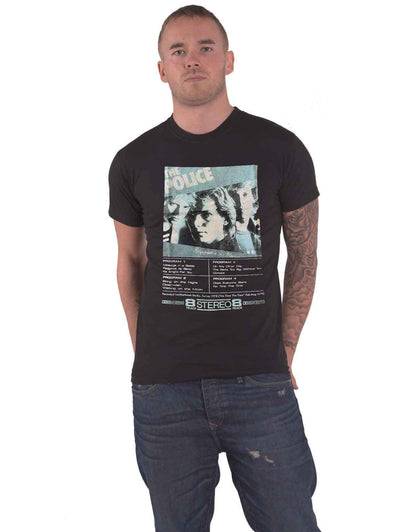 The Police T Shirt Reggatta de Blanc 8 Track Band Logo Official Mens Black XL