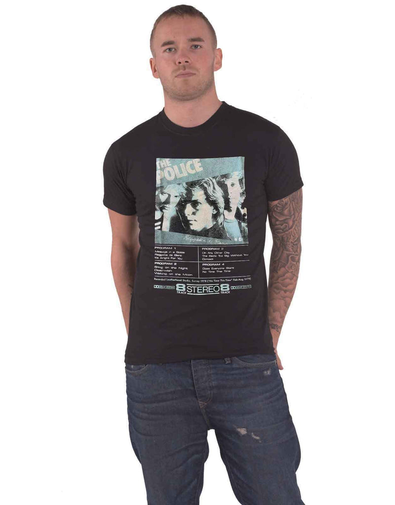 The Police T Shirt Reggatta de Blanc 8 Track Band Logo Official Mens Black XL