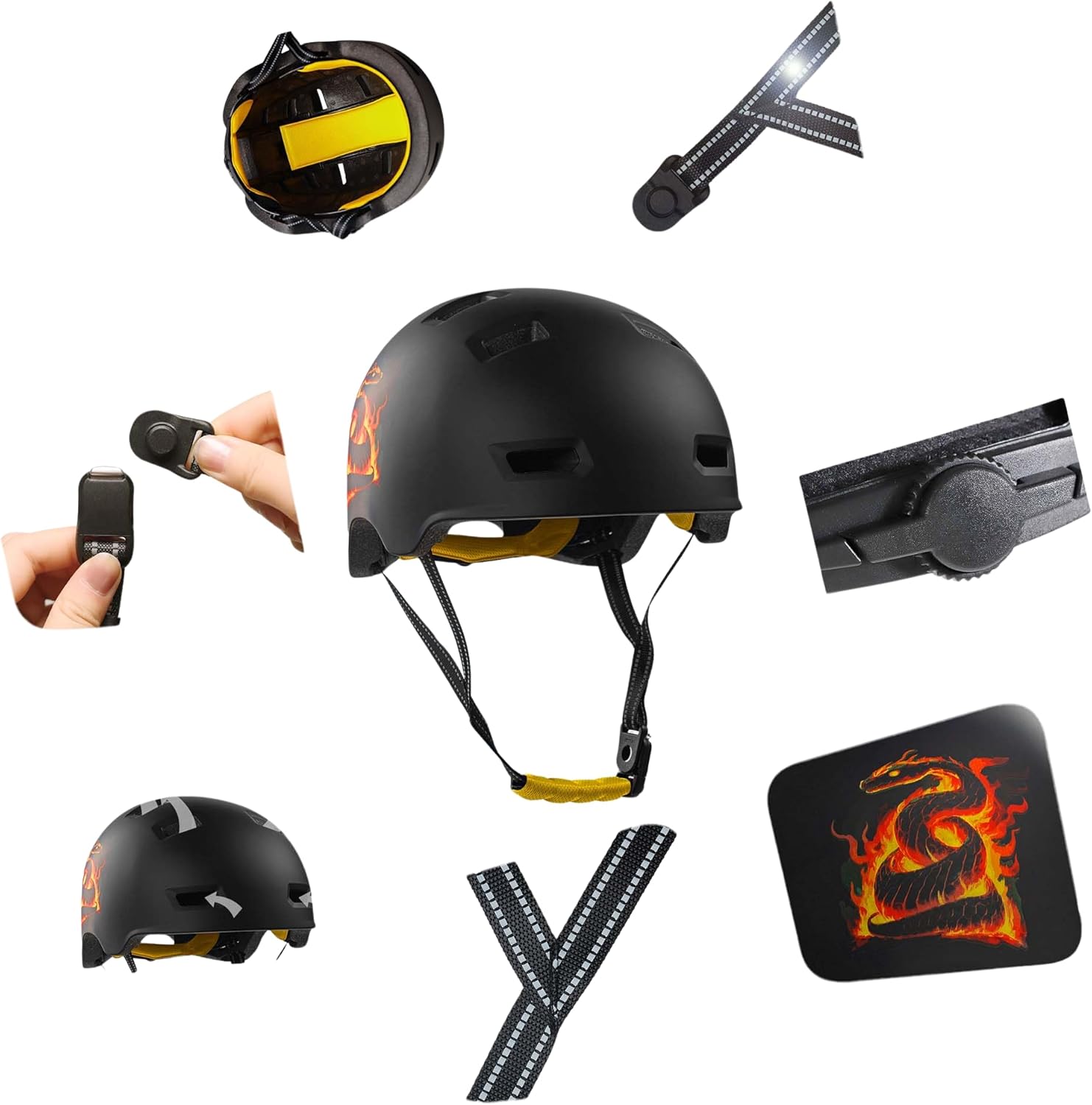 Crazy Safety - Orange Snake Bicycle And Skater Helmet - Orange - L (57-61Cm)