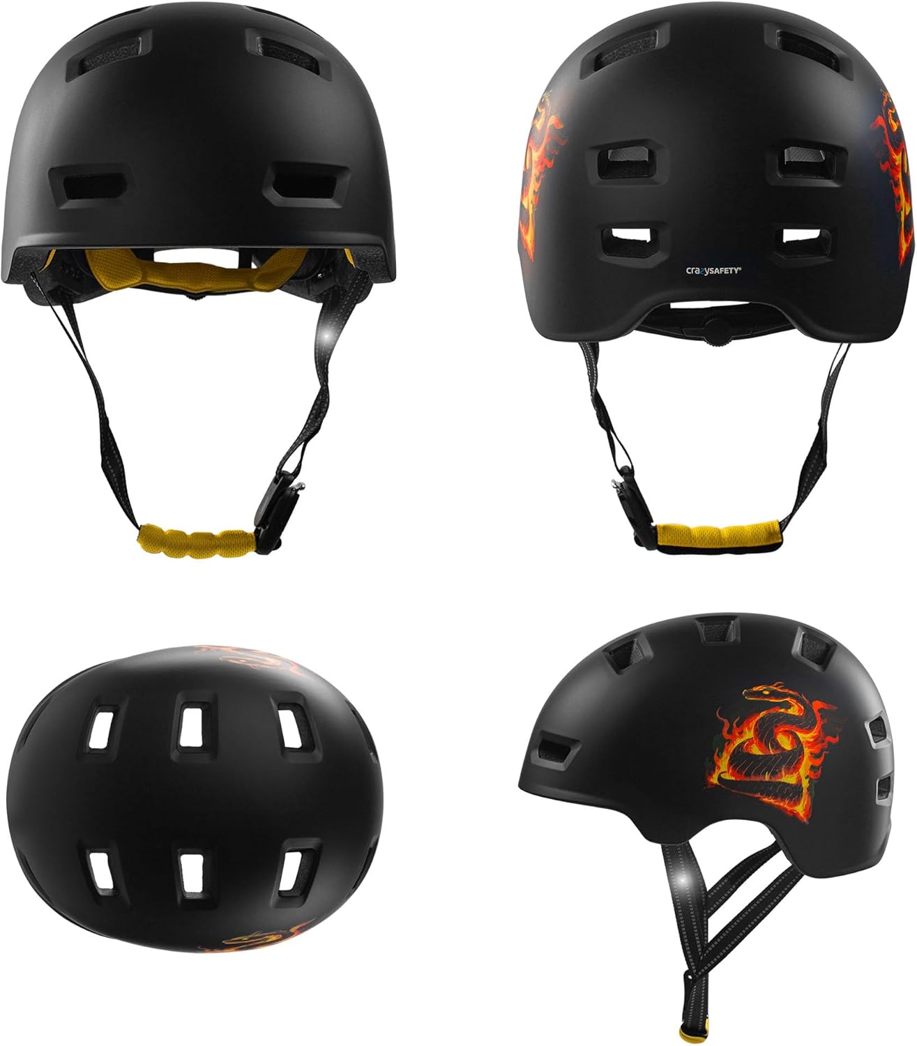 Crazy Safety - Orange Snake Bicycle And Skater Helmet - Orange - L (57-61Cm)