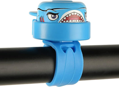 Crazy Safety Animal Pink Shark Kids Bike Bell | Weatherproof bicycle bell loud for cycling and balance bike Easy handling | Right or left handed | Bicycle bell for children