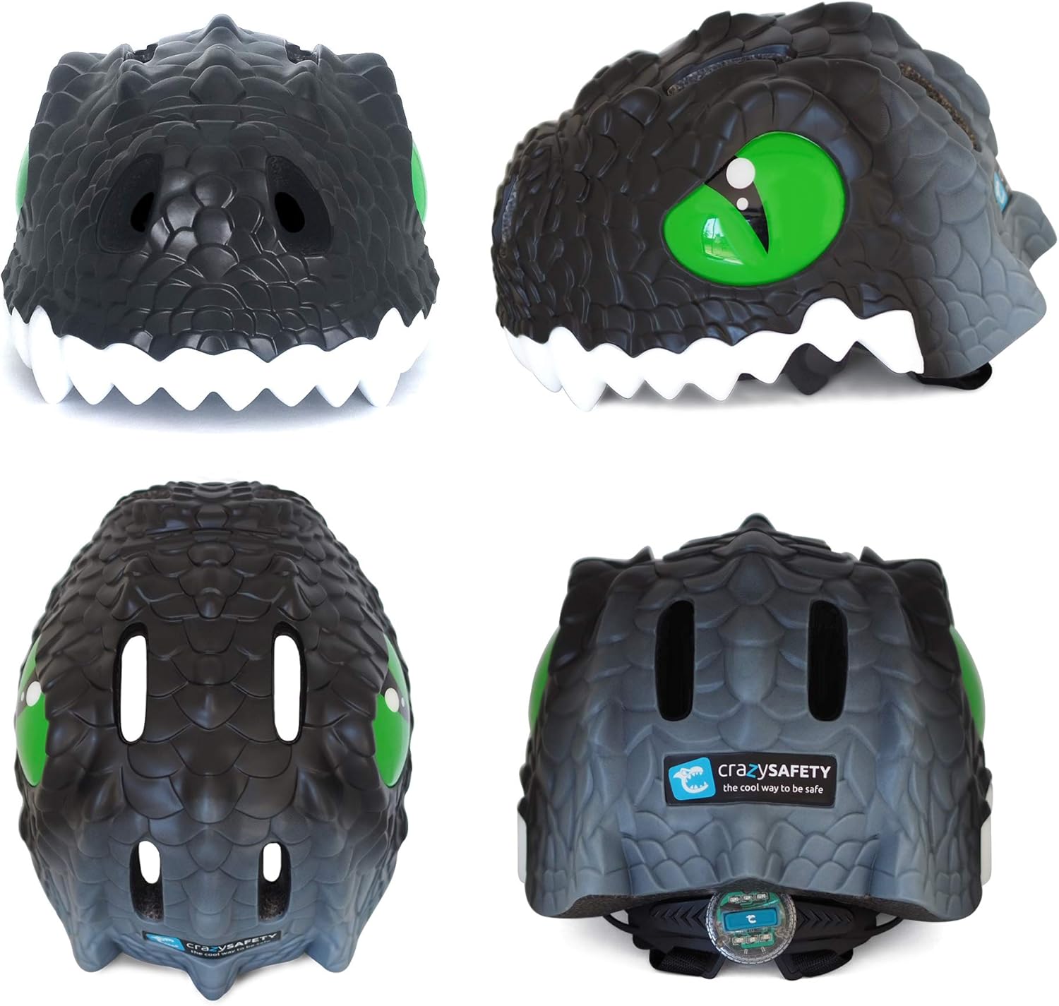 Crazy Safety Green Chameleon Childrens Bike Helmet | Cycle helmet for children aged 2-7 years for bikes, skateboards, balance bikes, scooters, skates Lightweight and adjustable animal helmet