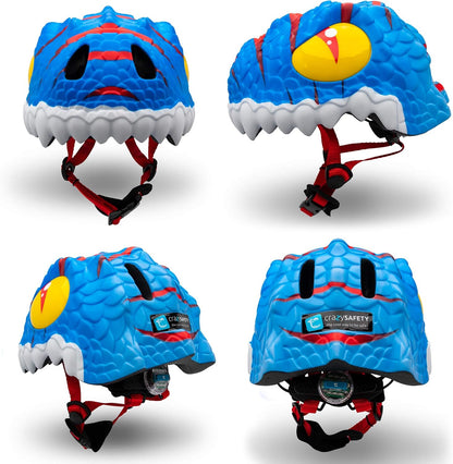 Crazy Safety - Blue Dino Children`S Bike Helmet - (100201-02-M)