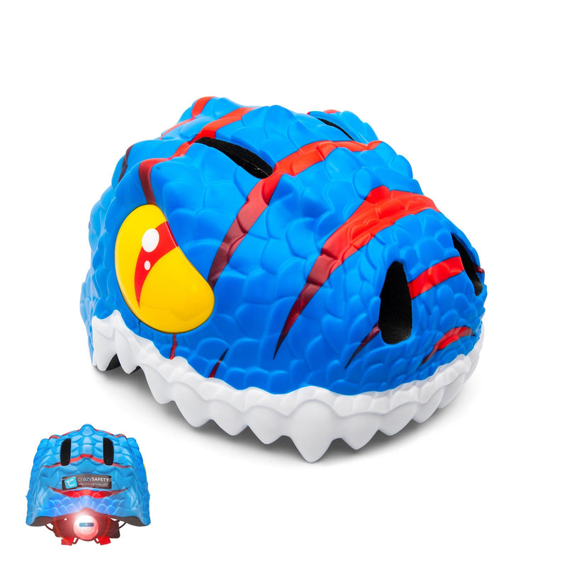 Crazy Safety - Blue Dino Children`S Bike Helmet - (100201-02-M)