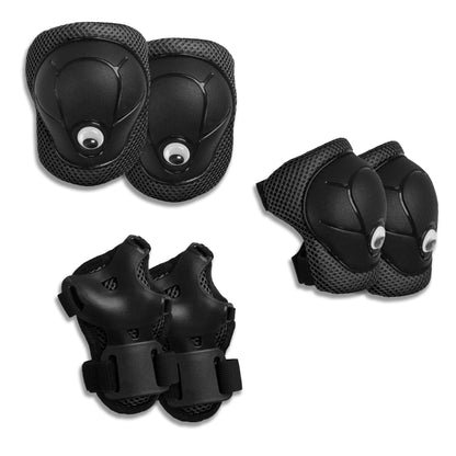 Crazy Safety Black Protectors for Children | Protector set for skateboards, scooters, skating, inline skates | Knee pads | Wrist guards | Elbow pads | Protective equipment | Protector Set Children