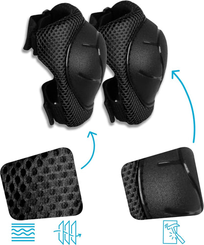 Crazy Safety Black Protectors for Children | Protector set for skateboards, scooters, skating, inline skates | Knee pads | Wrist guards | Elbow pads | Protective equipment | Protector Set Children