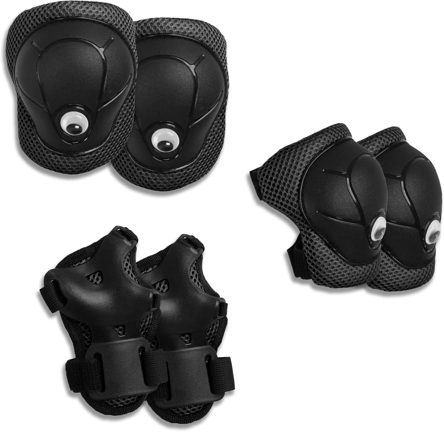 Crazy Safety Black Protectors for Children | Protector set for skateboards, scooters, skating, inline skates | Knee pads | Wrist guards | Elbow pads | Protective equipment | Protector Set Children