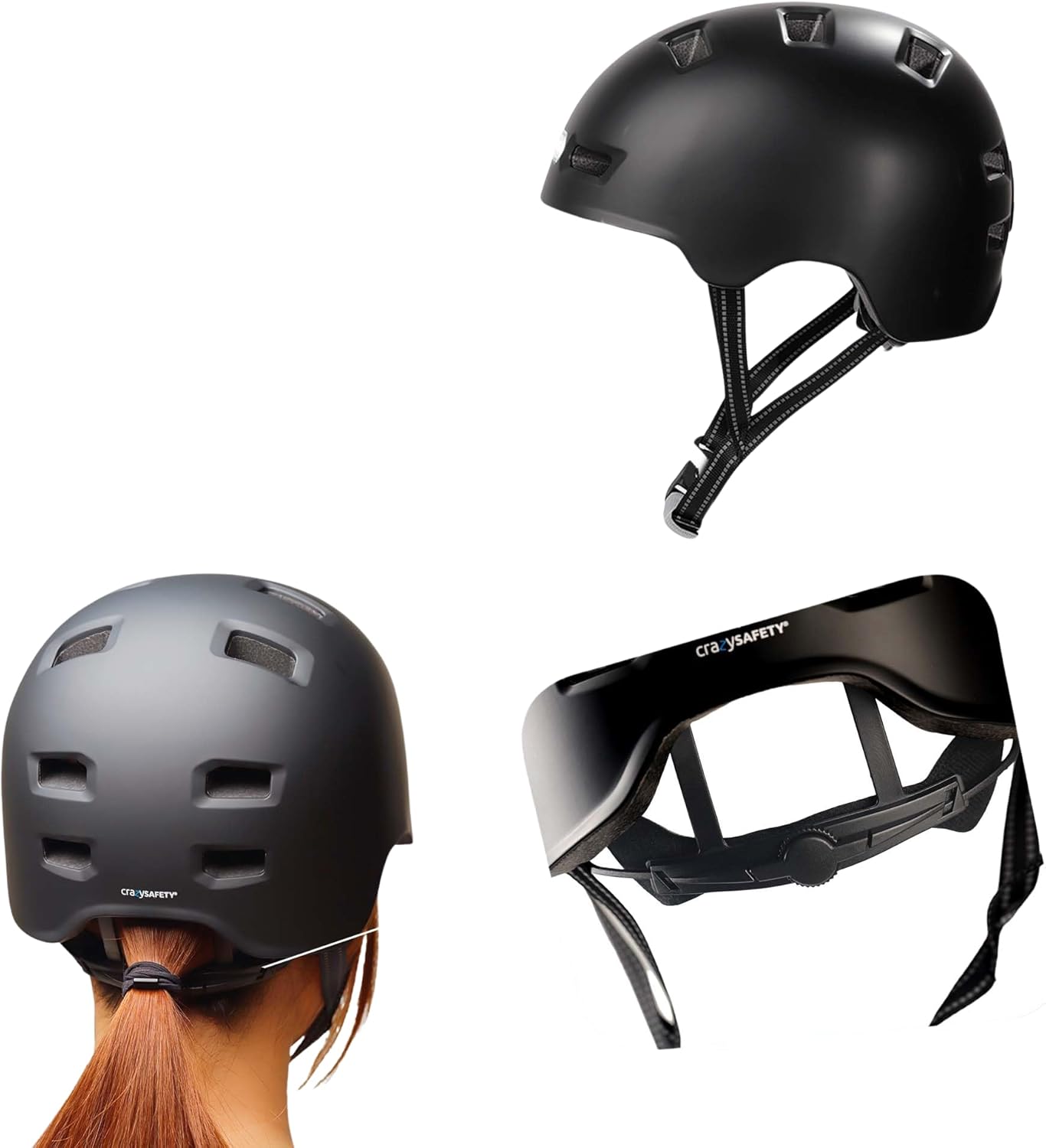 Crazy Safety - All Black Helmet - L (57-61Cm)