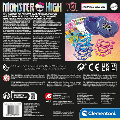 Clementoni Monster High Dark Nail Art, for Kids, 6 Years Plus, Multi-Coloured - 50880