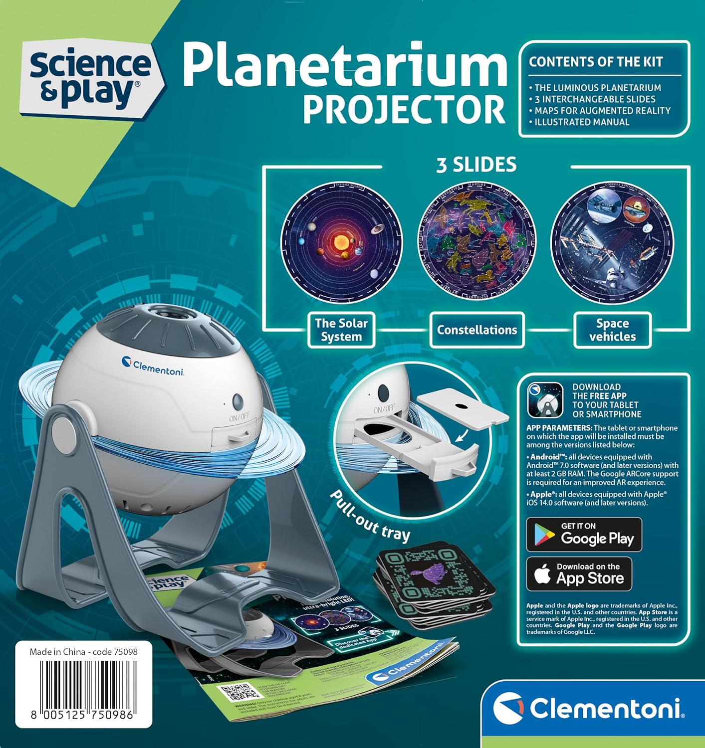 Clementoni- Star Projector: With Lights, AR App & Space Exploration (8+ Years