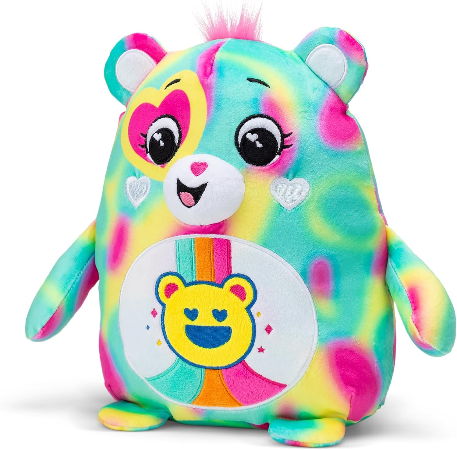 Care Bears , Good Vibes Bear 25cm Squishes , Collectable Cute Plush Toy, Cuddly Toys for Children, Soft Toys for Girls and Boys, Cute Teddies Suitable for Girls and Boys Ages 4+ , Basic Fun 22721