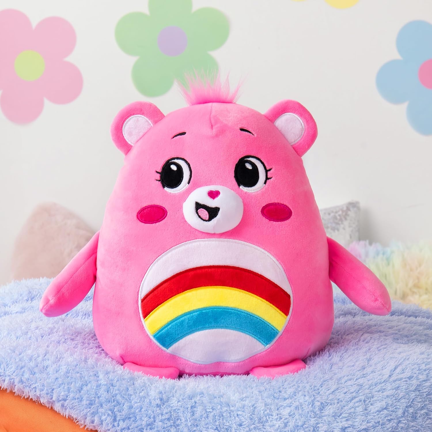 Care Bears , Cheer Bear 25cm Squishes , Collectable Cute Plush Toy, Cuddly Toys for Children, Soft Toys for Girls and Boys, Cute Teddies Suitable for Girls and Boys Ages 4+ , Basic Fun 22723
