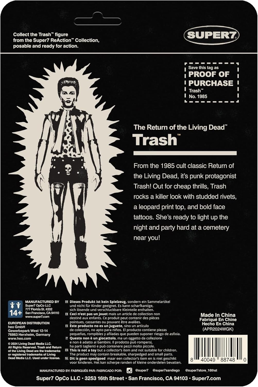 Super7 Return of The Living Dead Reaction Figures Wave 04 - Trash (Monster Glow) Action Figure