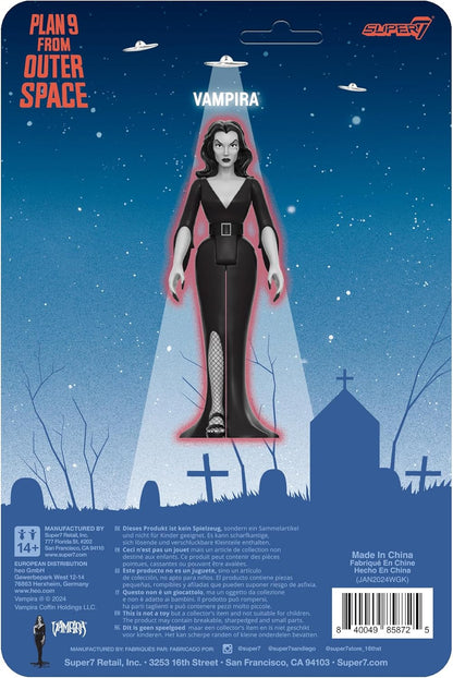 Super7 Vampira Reaction Figures Wave 01 - Vampira Plan 9 Grayscale Action Figure