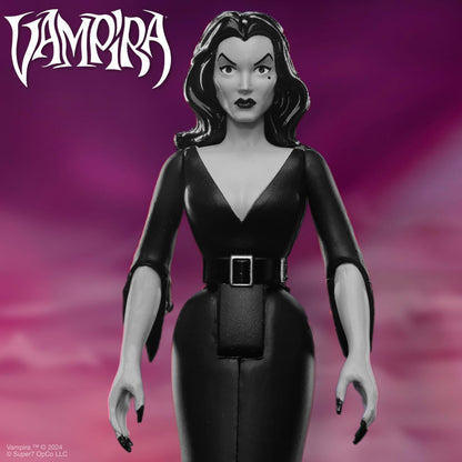 Super7 Vampira Reaction Figures Wave 01 - Vampira Plan 9 Grayscale Action Figure