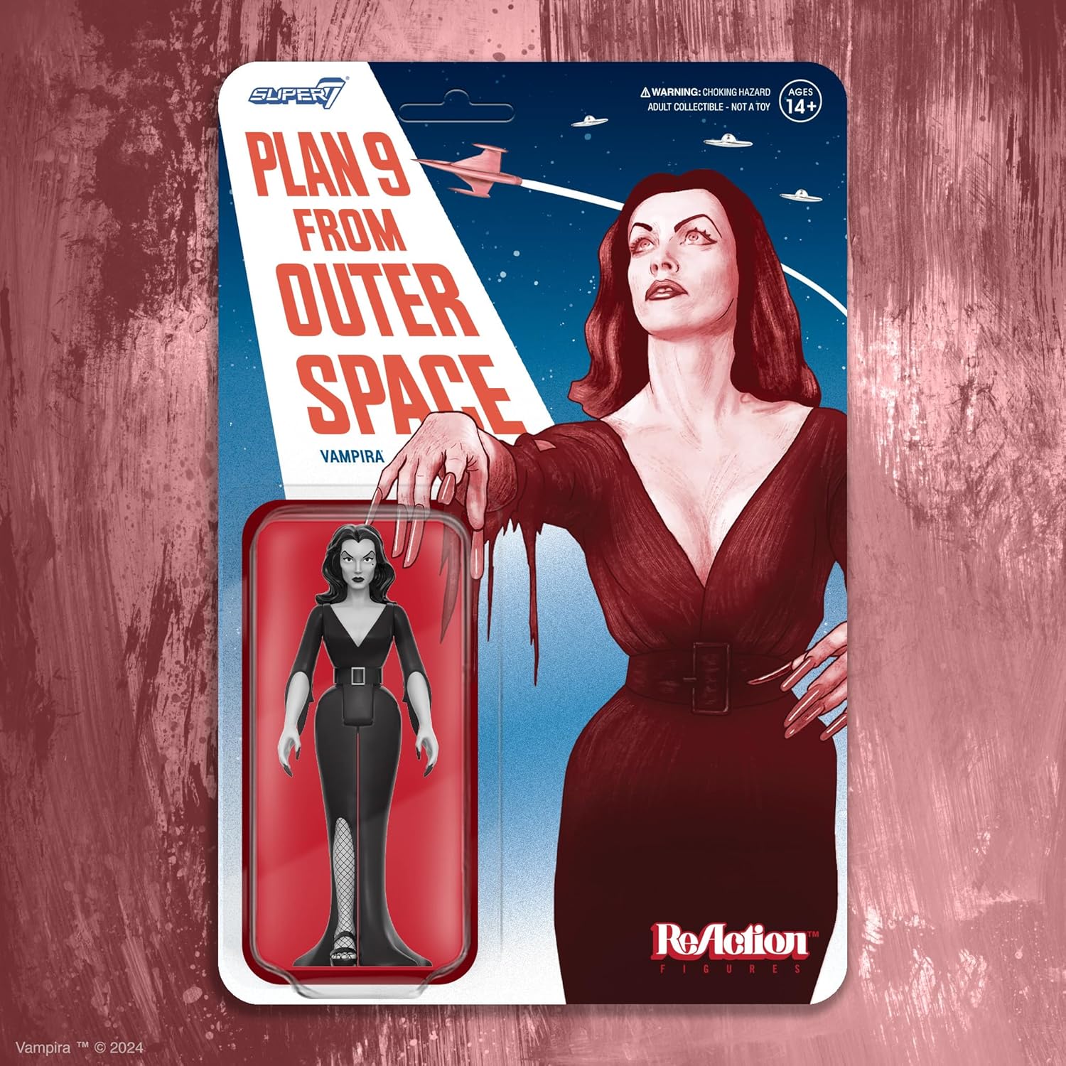 Super7 Vampira Reaction Figures Wave 01 - Vampira Plan 9 Grayscale Action Figure