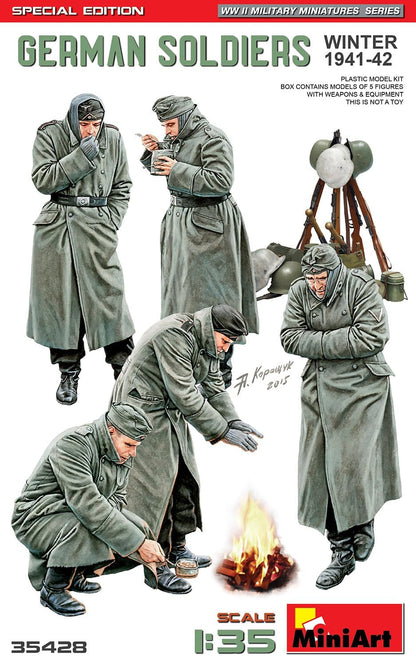 Mini Art 35428 Set di figure in scala 1:35 soldati tedeschi WW II Sp.Ed. - riproduzione fedele, modellismo, kit in plastica, artigianato, hobby, incollaggio, kit di modelli, montaggio