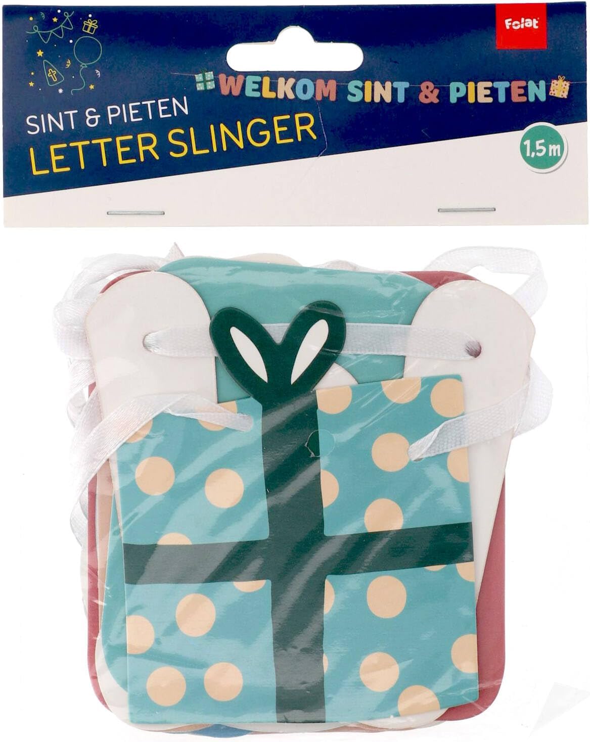 Folat 65709 Letter Banner 'Welkom Sint in Pieten-1.5 Metres-Sinterklaas, Saint Nicholas Decoration for Children, Multi-Colour