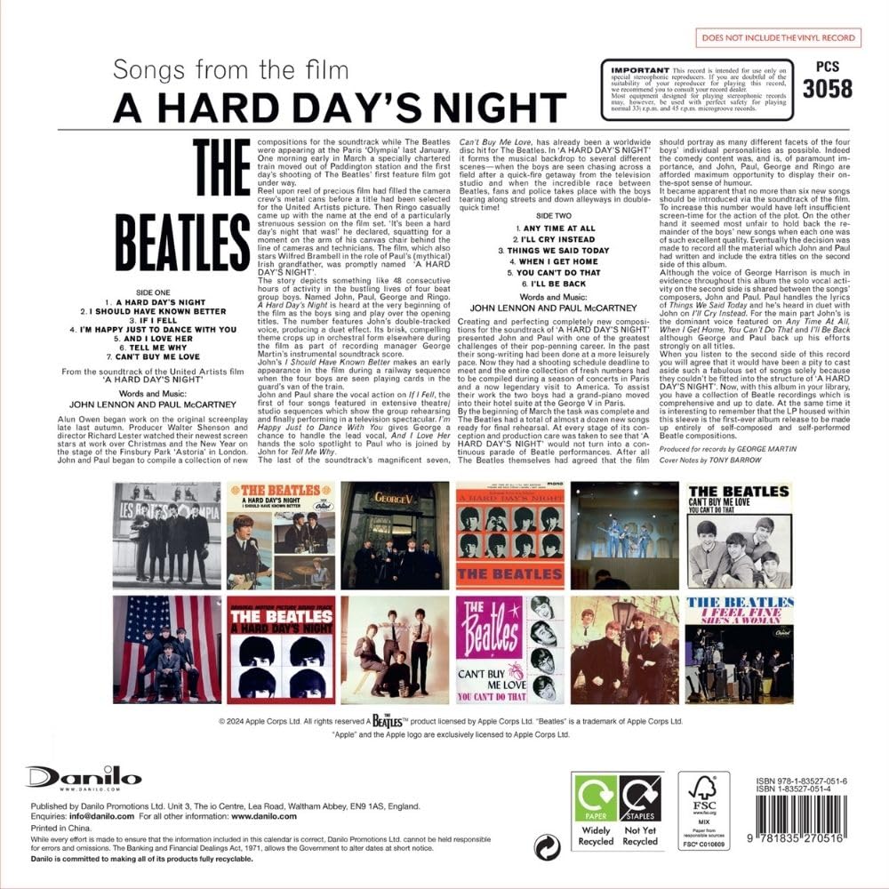 Official The Beatles Collector's Edition Record Sleeve Calendar 2025