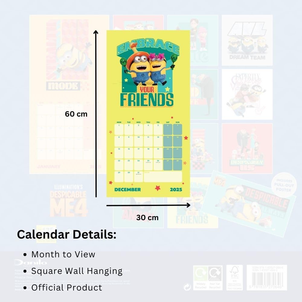 Minions – Despicable Me 4 – Ich Einfach Unverbesserlich 4 – Offizieller Kalender 2025: Original Danilo-Kalender   (Wall-Kalender