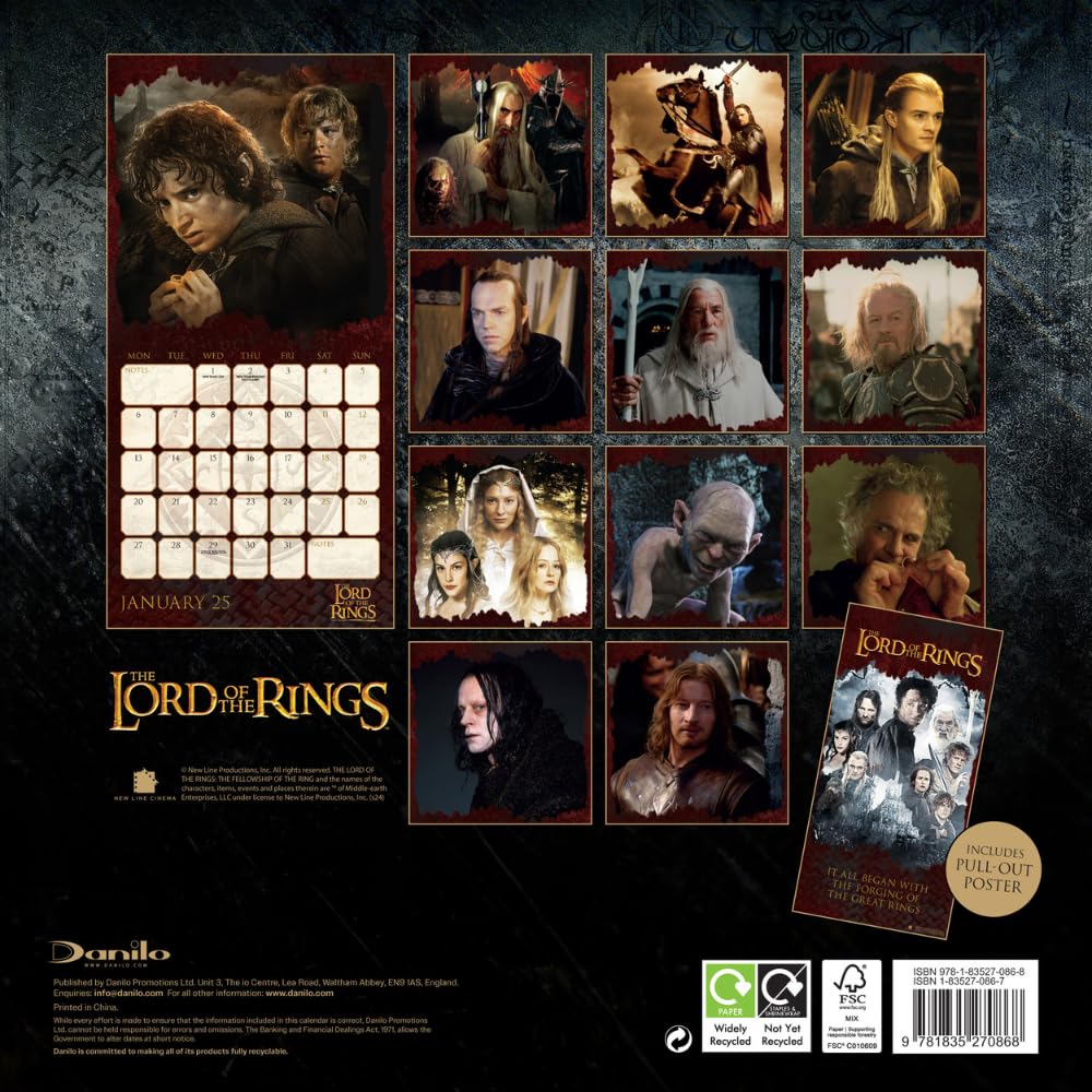 Official Lord Of The Rings Square Calendar 2025