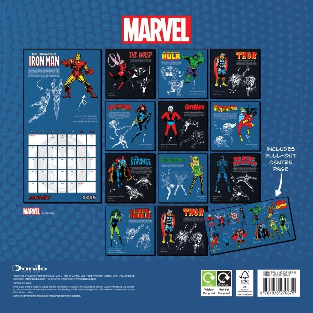 Marvel Comics – Offizieller Kalender 2025: Original Danilo-Kalender   (Wall-Kalender