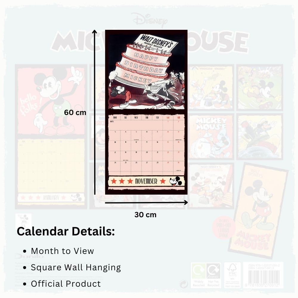 Disney Mickey Mouse 2025 – Wandkalender: Original Danilo-Kalender   (Wall-Kalender