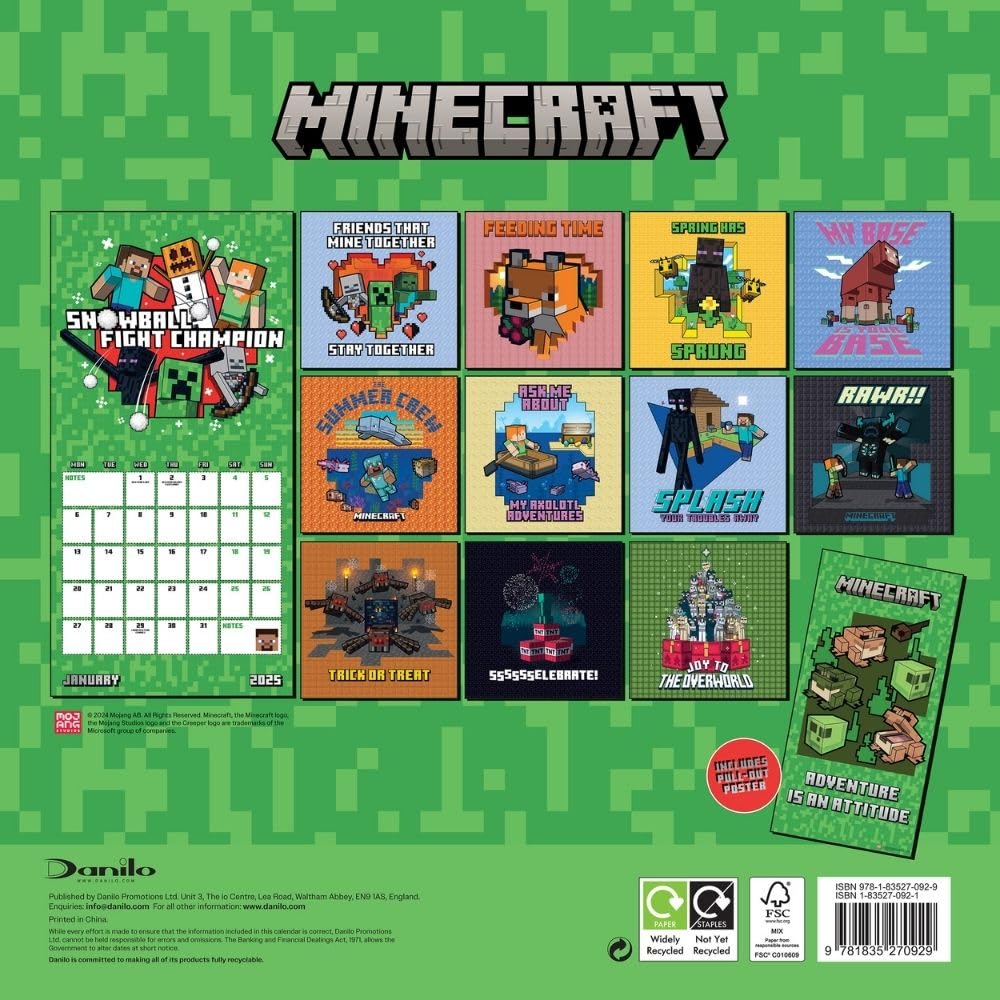 Official Minecraft Square Calendar 2025