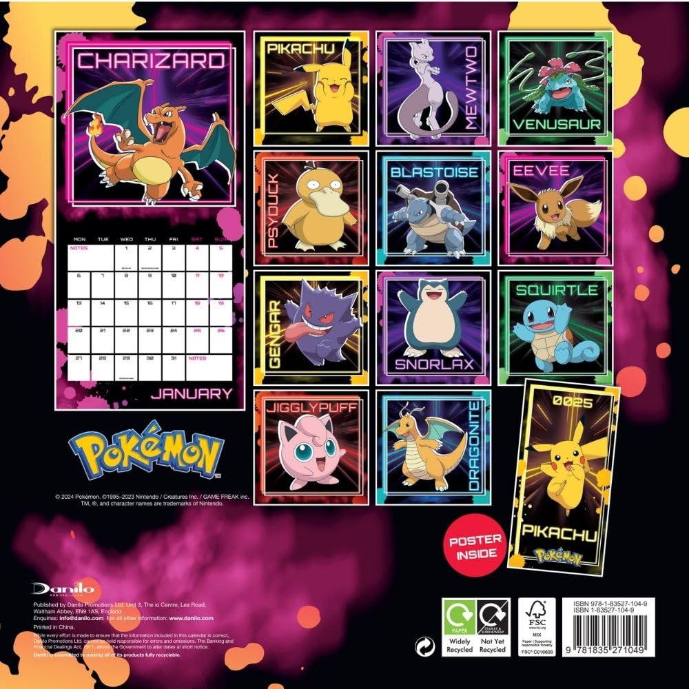Official Pokemon Square Calendar 2025