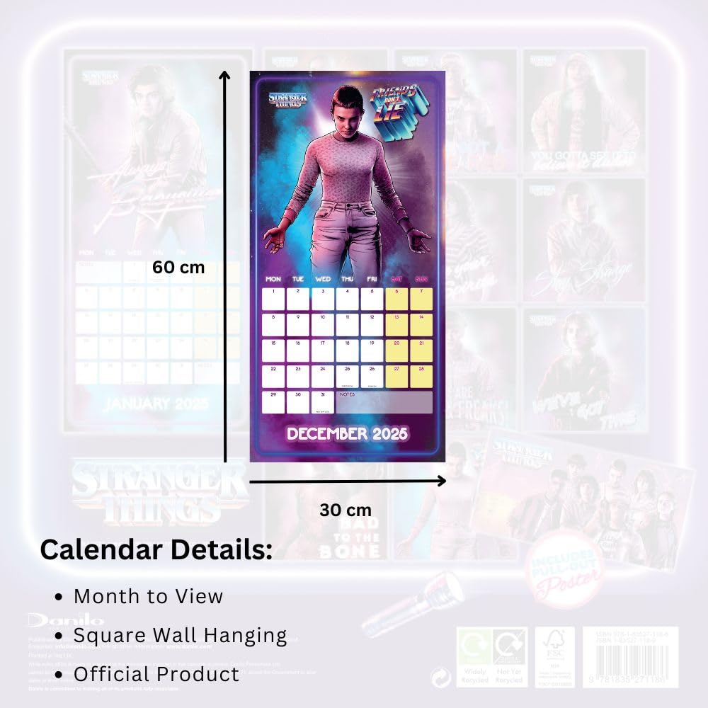 Stranger Things – Netflix – Offizieller Kalender 2025: Original Danilo-Kalender   (Wall-Kalender