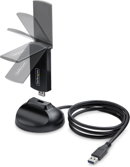 StarTech.com Wi-Fi 6E USB Adapter/Dongle, For Desktop/Laptop PC, Wireless NIC w/Foldable Antenna, WiFi 2.4/5/6GHz Network