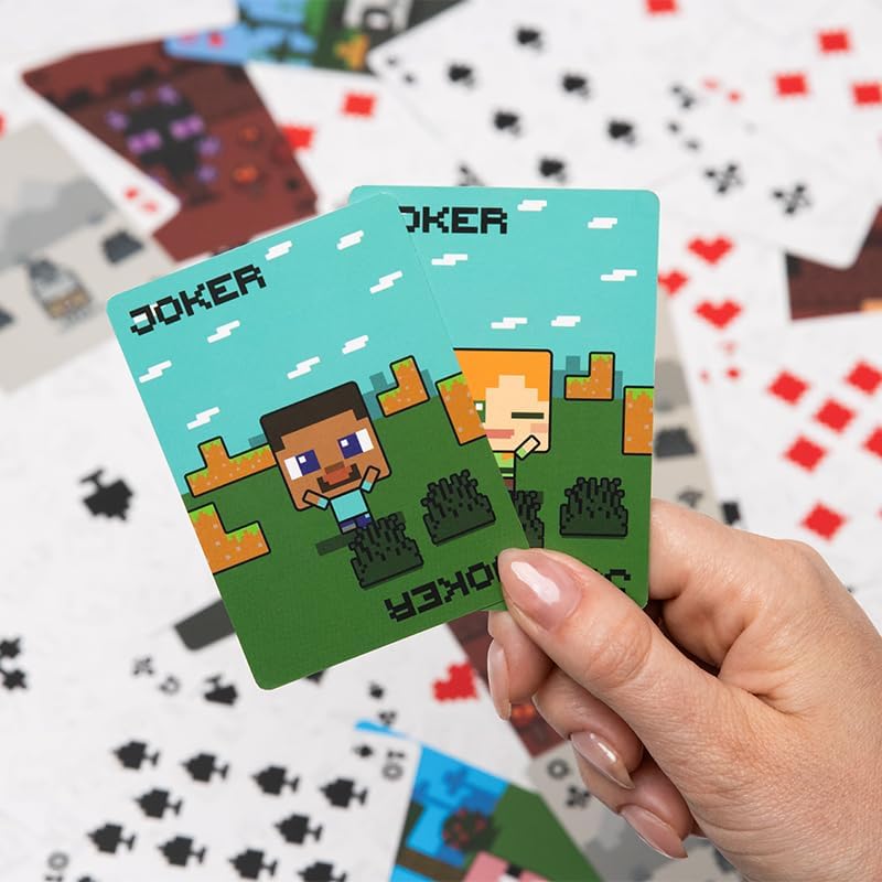 Paladone Minecraft Official Licensed Animal Playing Cards Tin, Standard Card Game Deck for Boys and Girls, Gamer Gift Set and Merchandise
