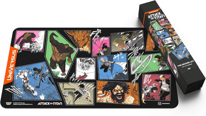 UniVersus: Attack on Titan: Origins of Power - Tapete de juego de The Second Act, tapete de neopreno de 24 x 14 pulgadas, accesorio de juego de cartas de mesa, juegos UVS, licencia