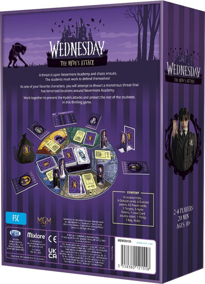 Mixlore | Wednesday - The Hyde's Attack | Cooperative Board Game | Ages 10+ | 2-4 Players | 20 Minutes Playing Time