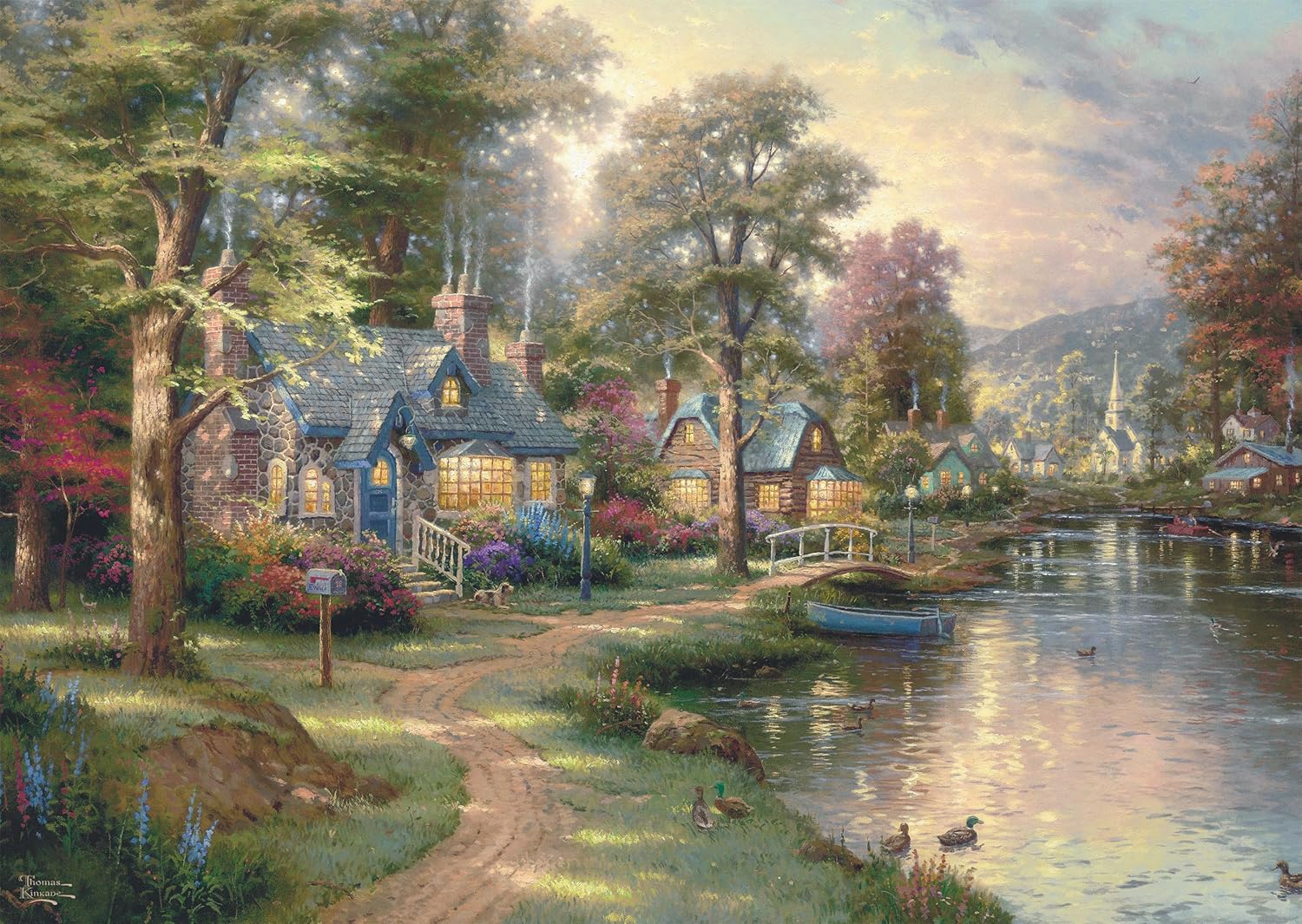 Thomas Kinkade: Hometown Lake Wooden Puzzle (1000Pc)